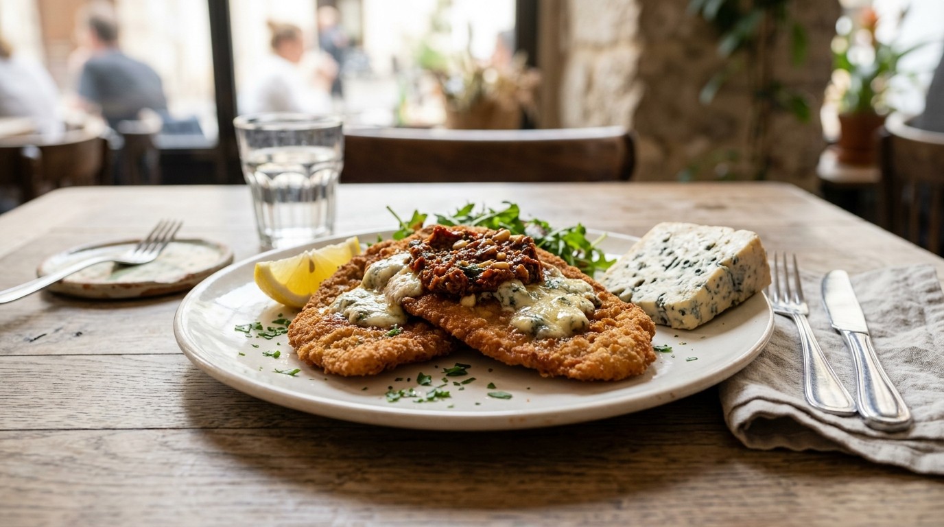 Kalfsschnitzel met rode pesto