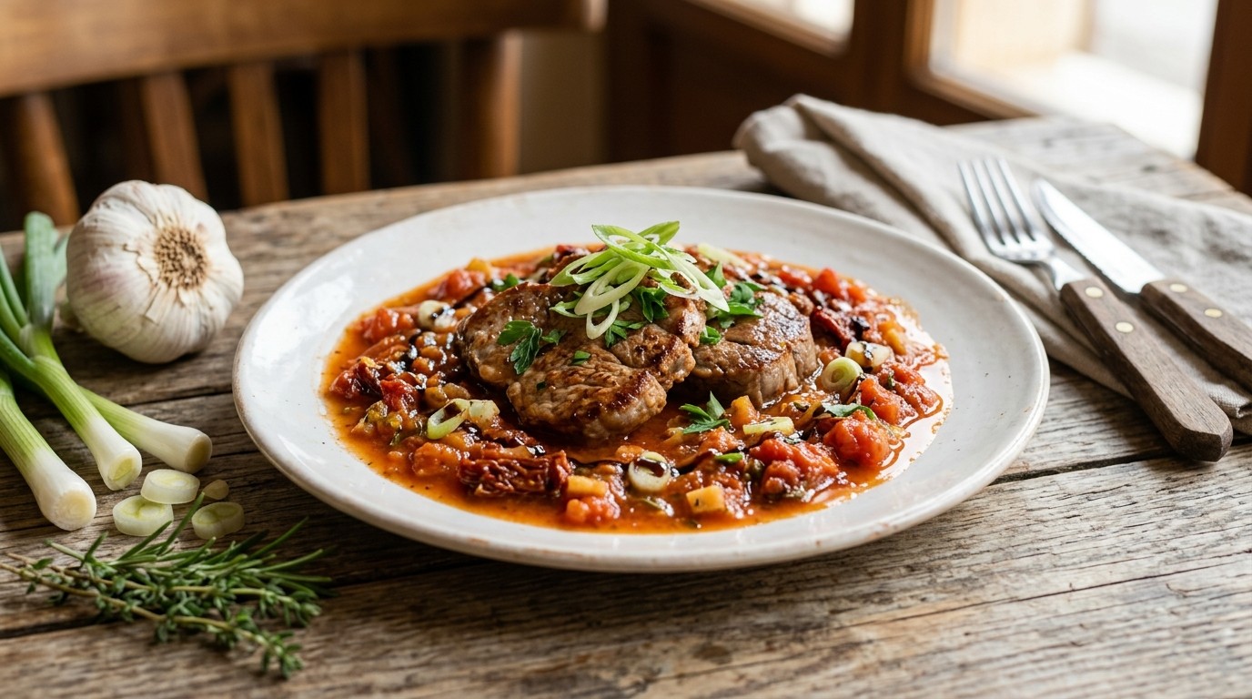 Kalfsvlees met tomaten/gembersaus