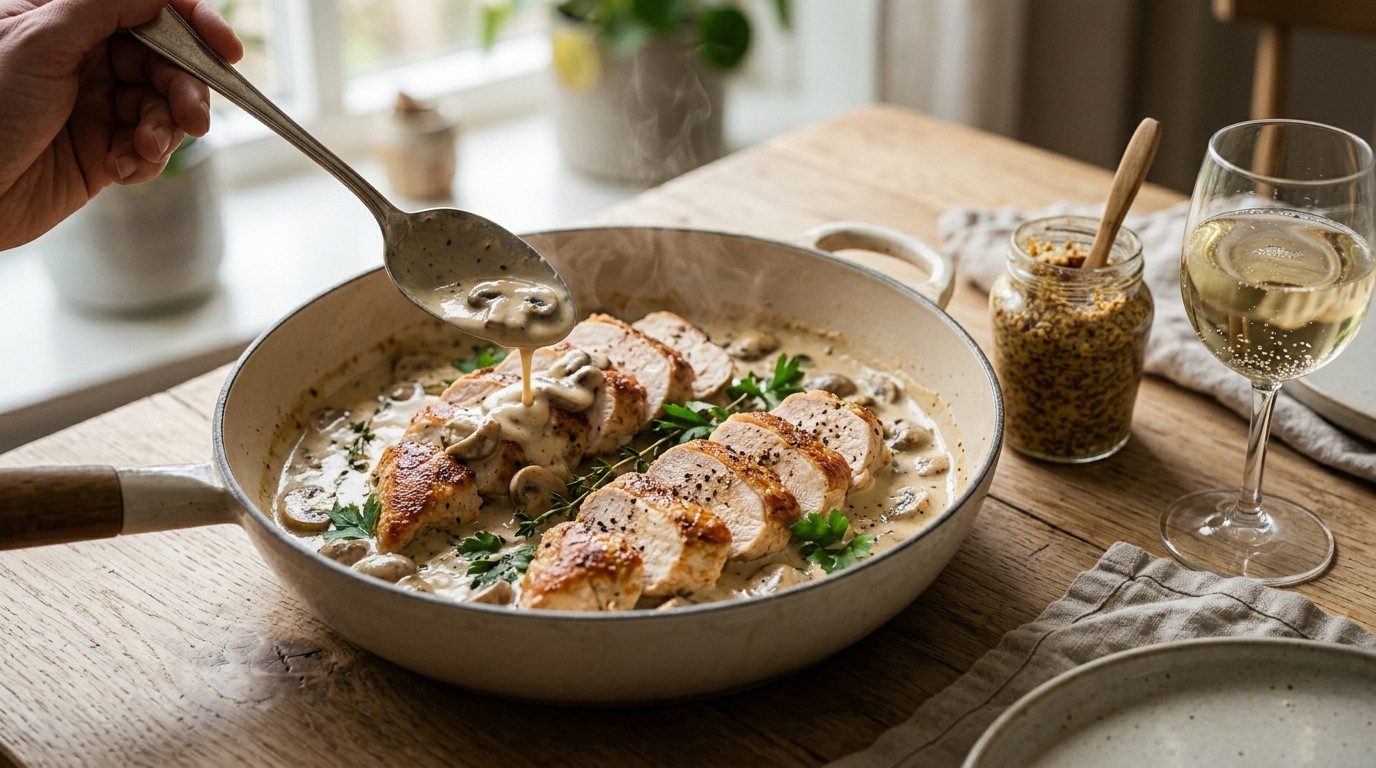 Kalkoen met champignonsaus