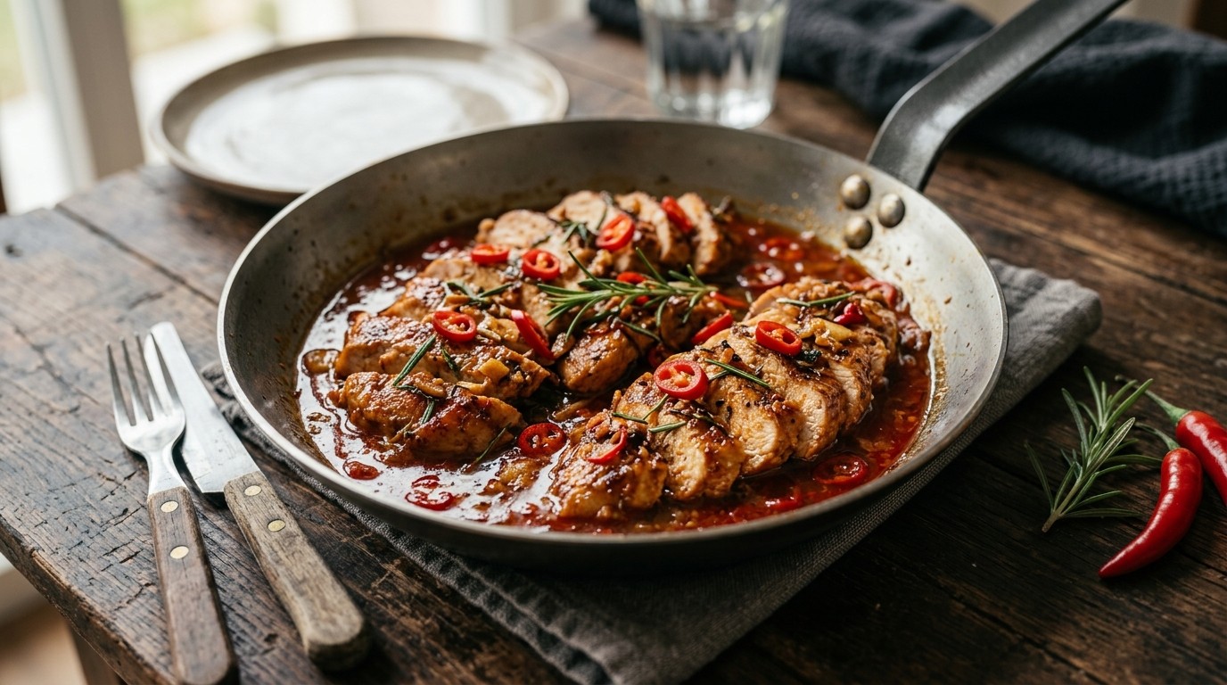 Kalkoen met chilisaus