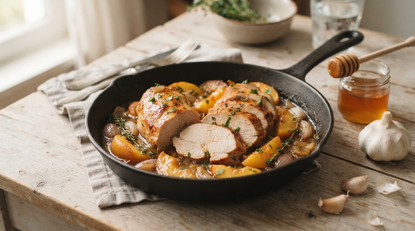 Kalkoenfilet met perziksaus
