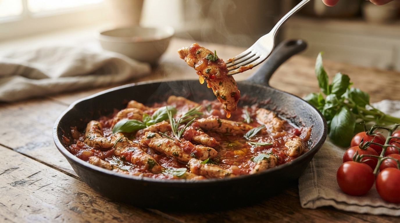 Kalkoenreepjes in Italiaanse tomatensaus