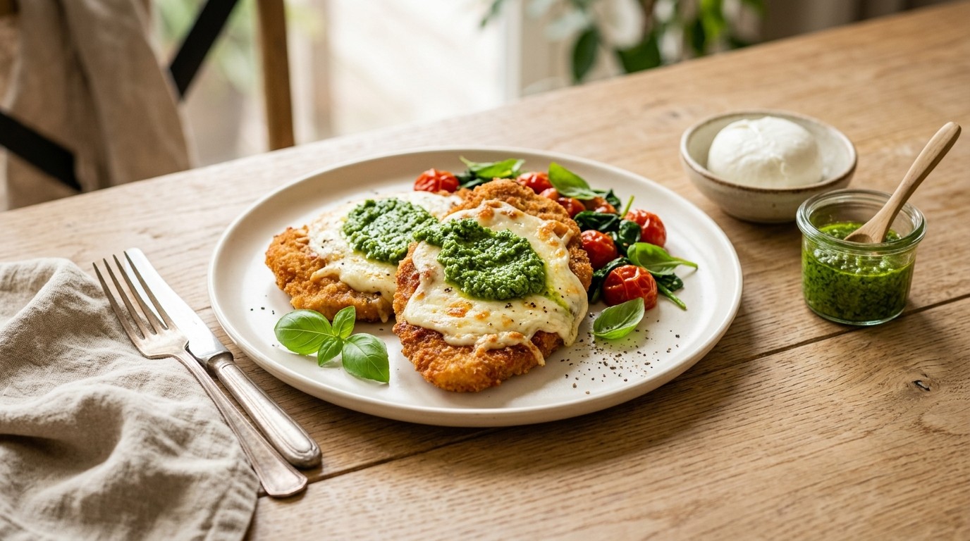 Kalkoenschnitzel met groene pesto