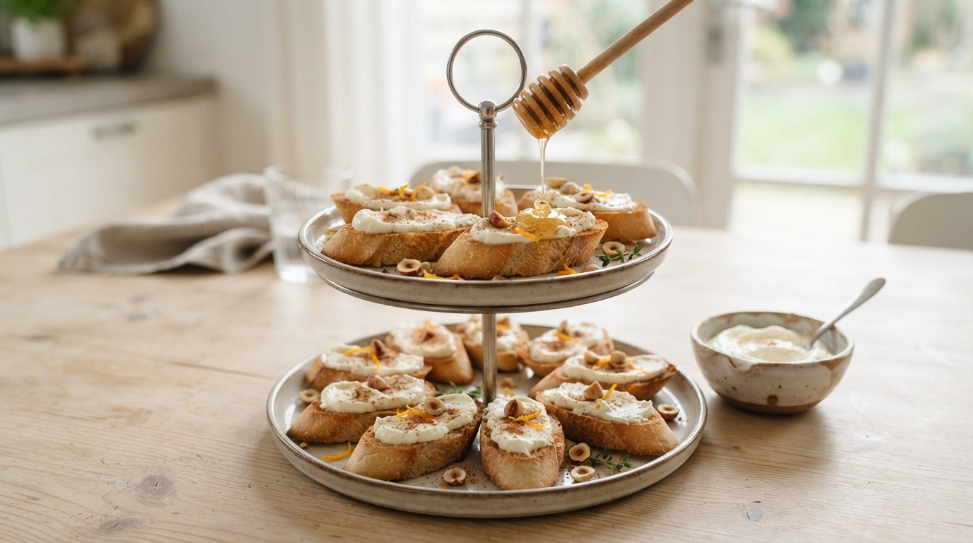 Kaneelcrostini met honingkwark voor de high tea