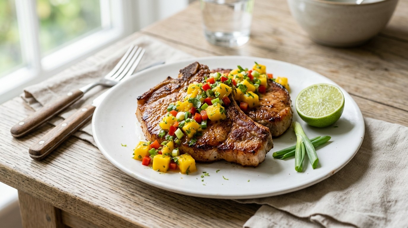 Karbonade met mango-paprikasaus