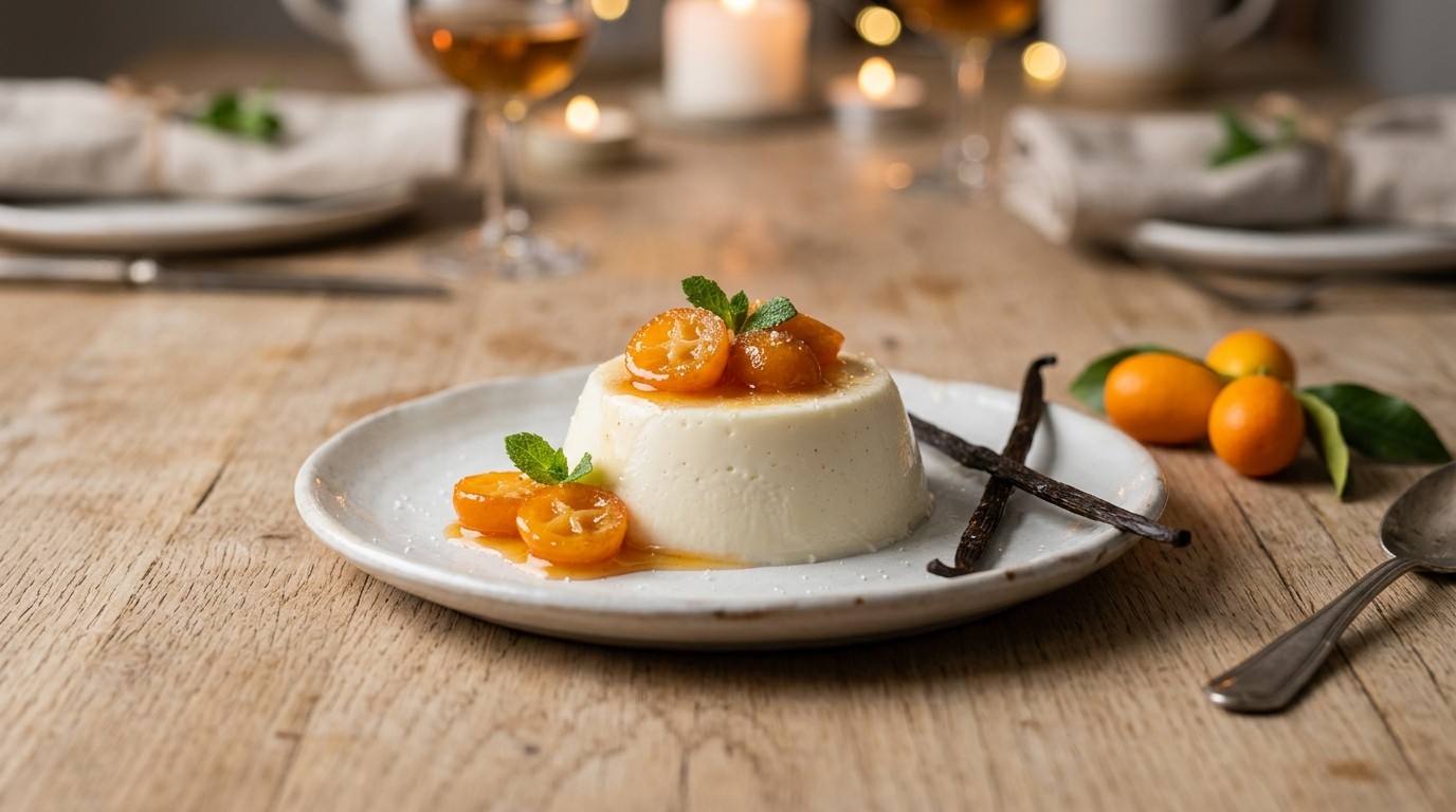 Karnemelkpuddinkjes met gekonfijte kumquats
