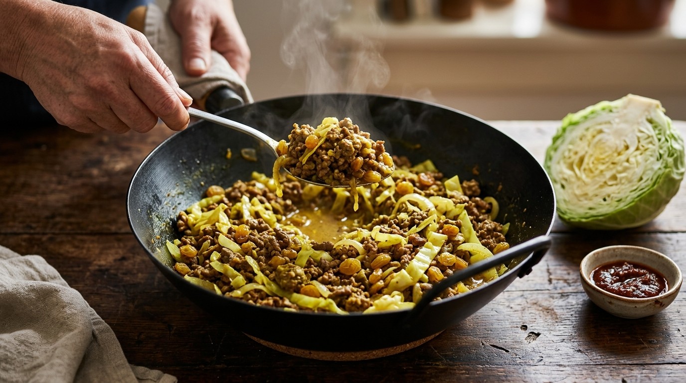 Kerrie Gehaktschotel uit de wok