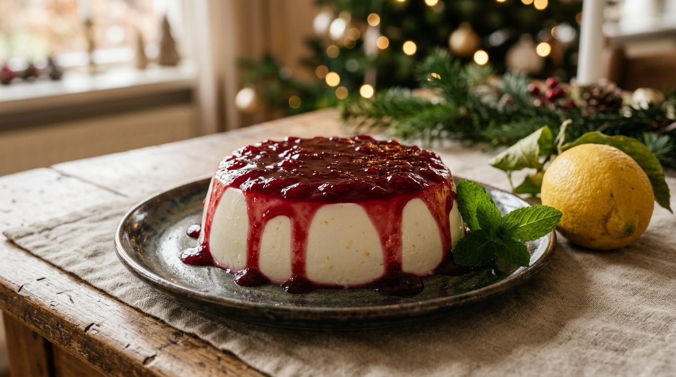 Kerstyoghurtpudding met Cranberrygelei