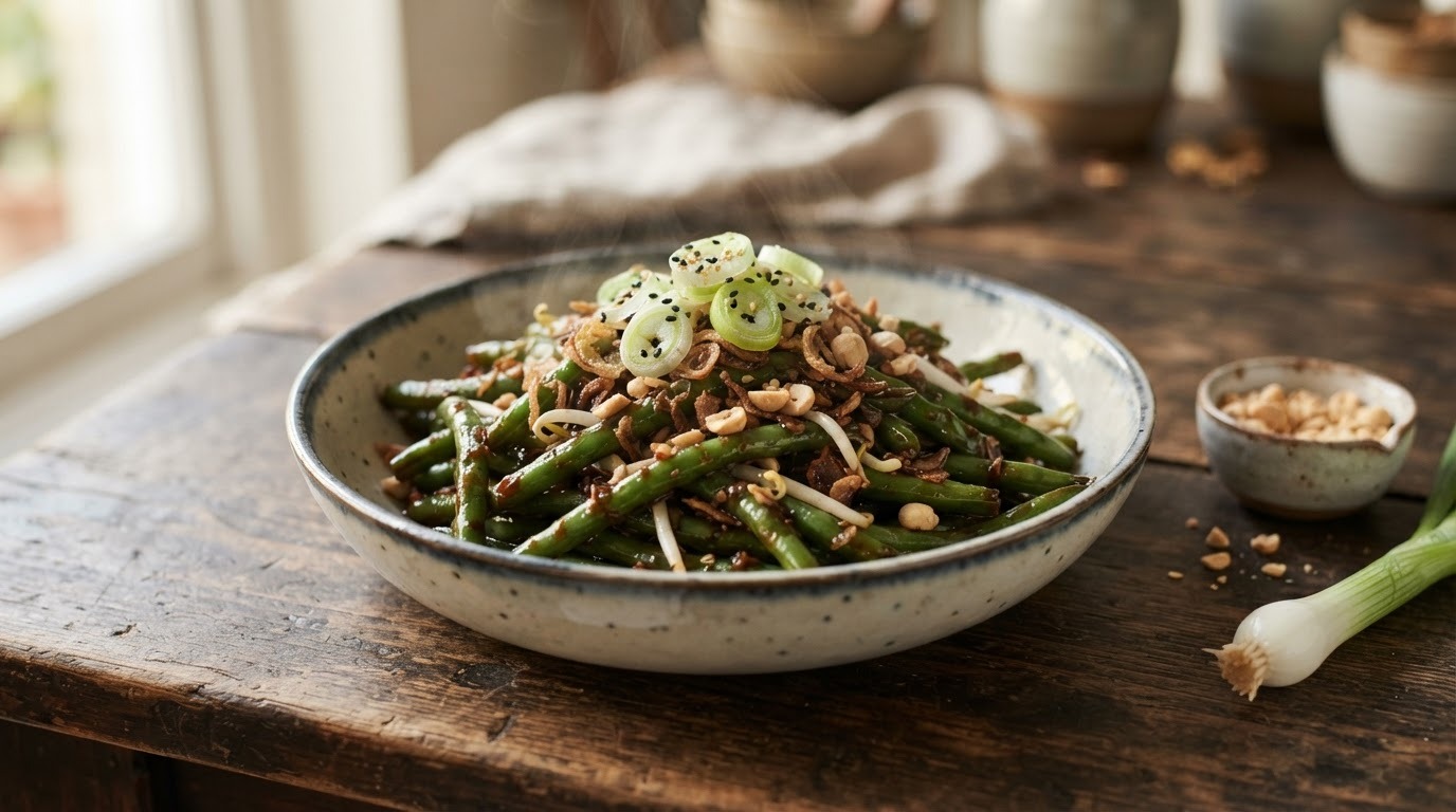 Ketjap Booncis (sperziebonen in ketjapsaus)