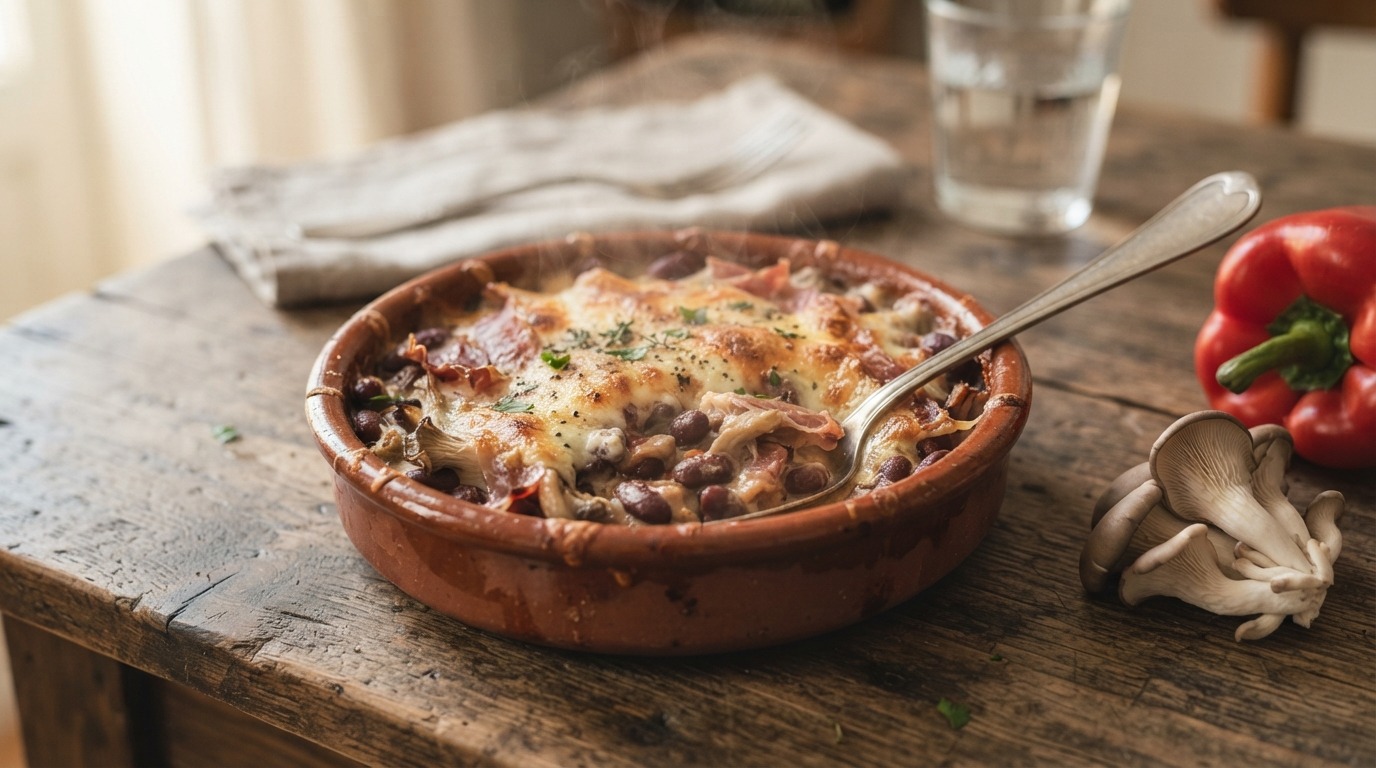 Kidneybonen met ham en crème fraîche