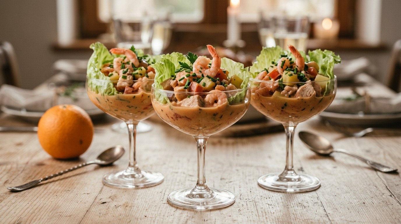 Kip Garnalencocktail met Sinaasappelsaus