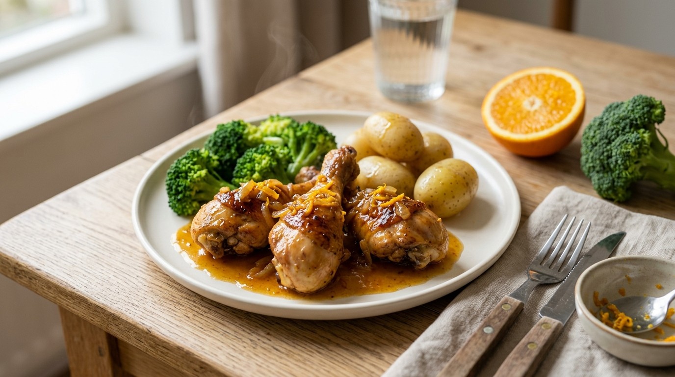 Kip in Sinaasappelsaus met Broccoli