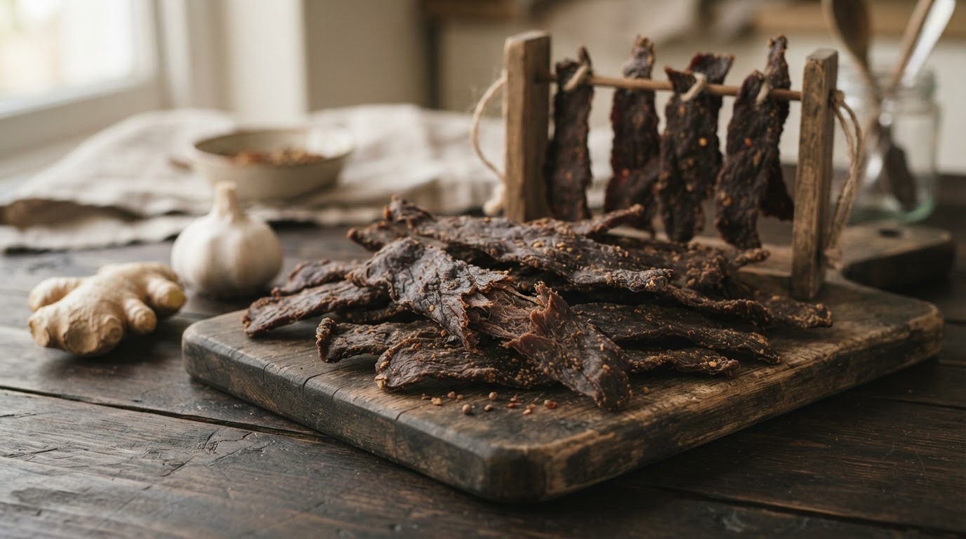 Kip Jerky ( gedroogde gekruide kip)