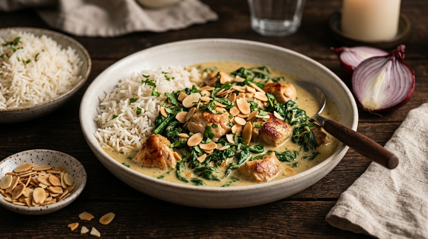 Kip Korma met Spinazie