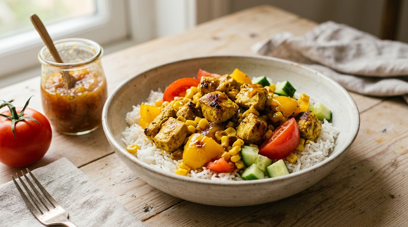 Kip met gele paprika