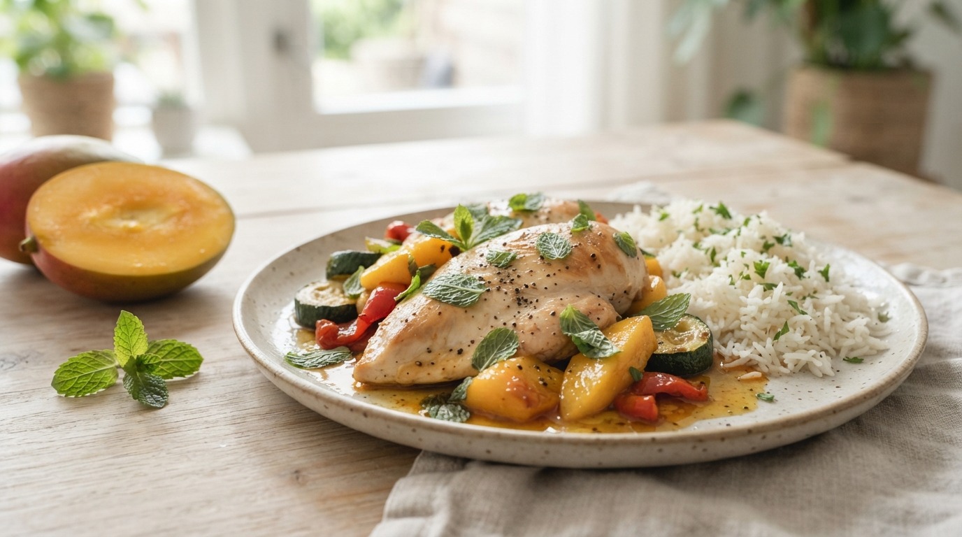 Kip met mango uit de braadzak