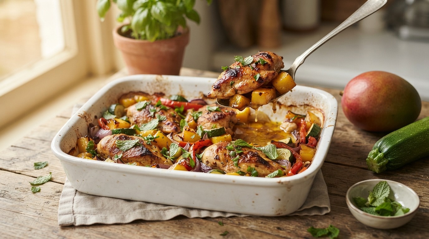 Kip met mango uit de oven