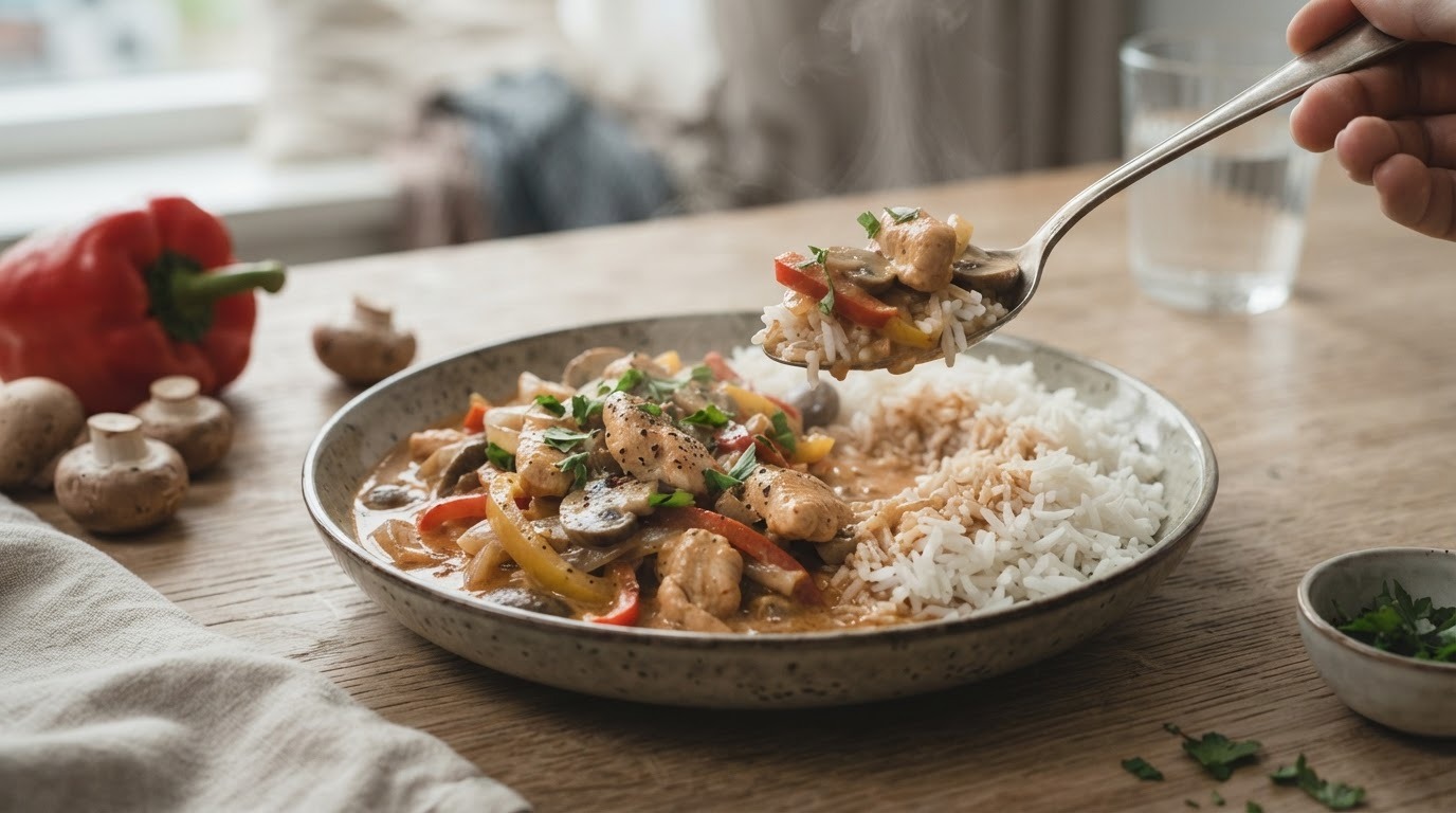 Kip paprika ragout met rijst