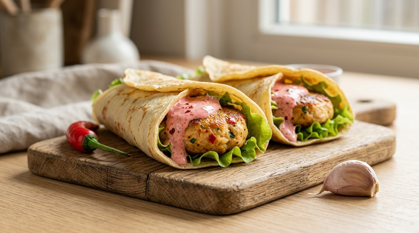 Kipburgers met Chili-yoghurtsaus