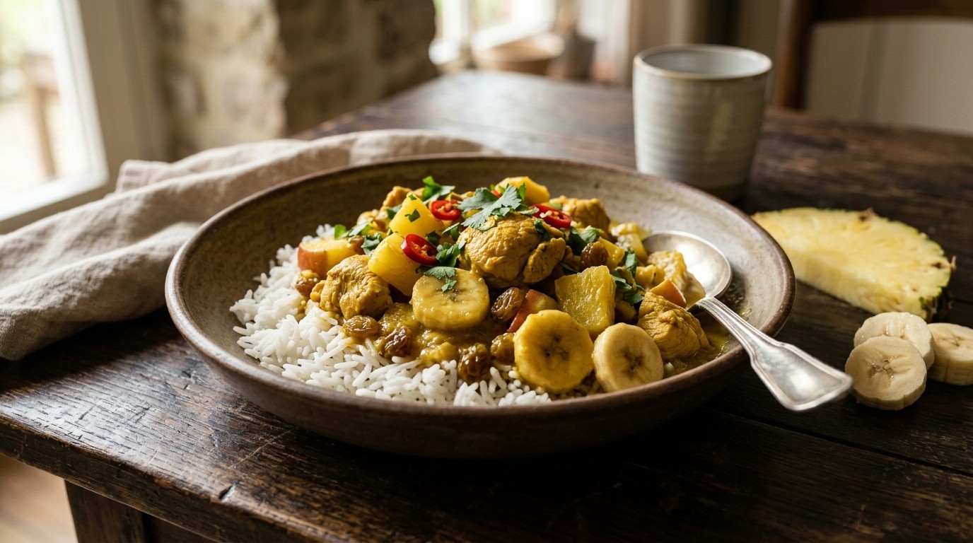 Kipcurry met vruchten