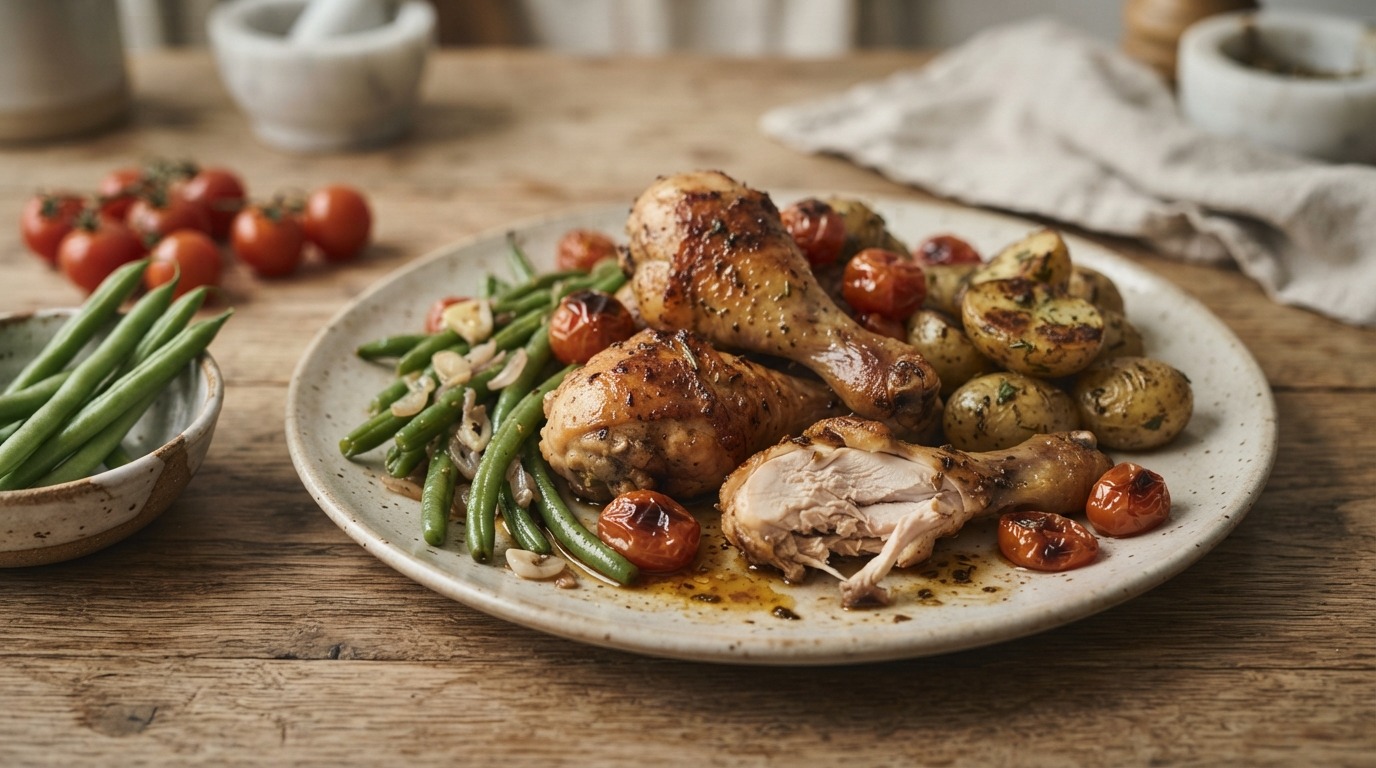 Kipdrumsticks met sperziebonen