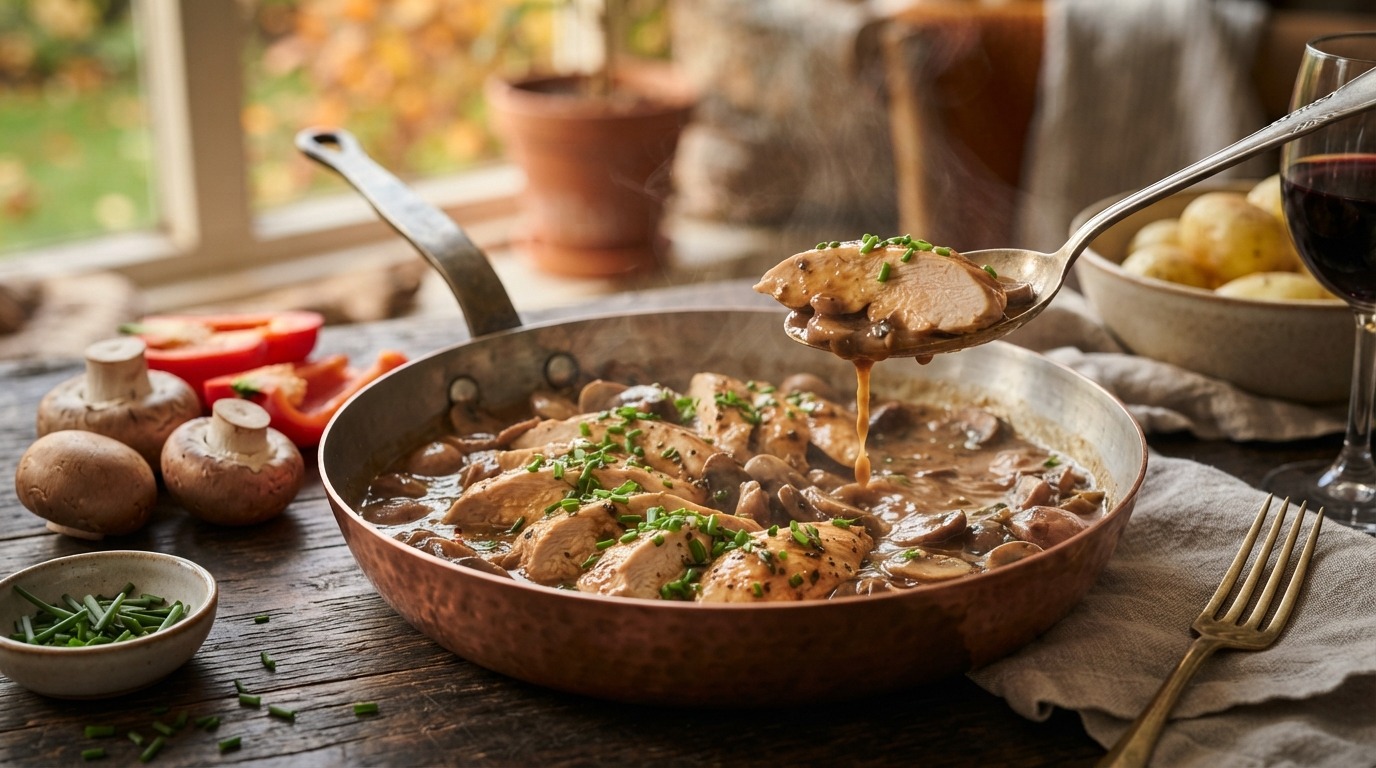 Kipfilet in een herfstomgeving