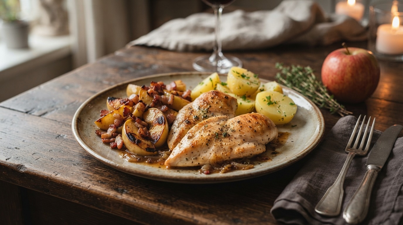Kipfilet met spekappeltjes