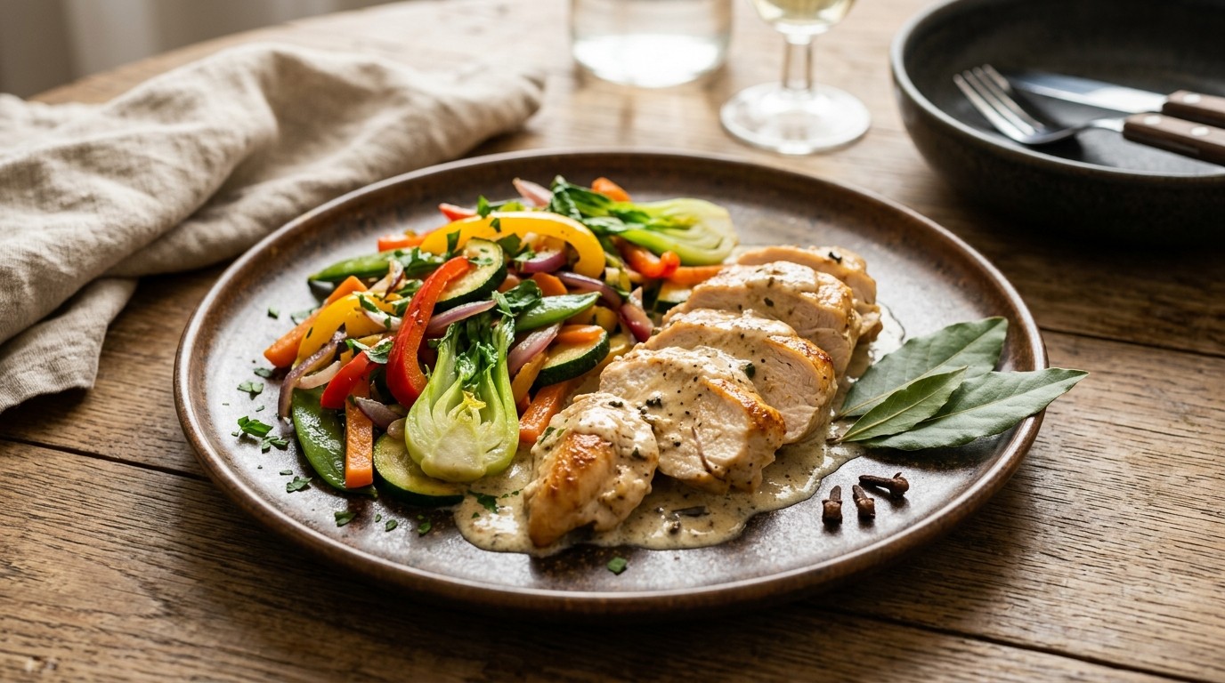 Kipfilet van de augustijnen met roerbakgroenten