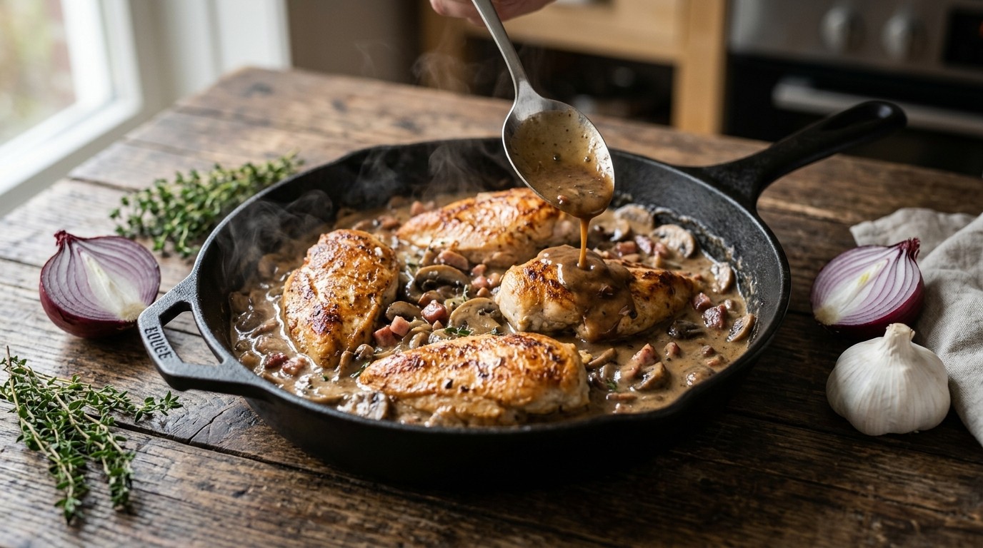 Kipfilets in champignonsaus