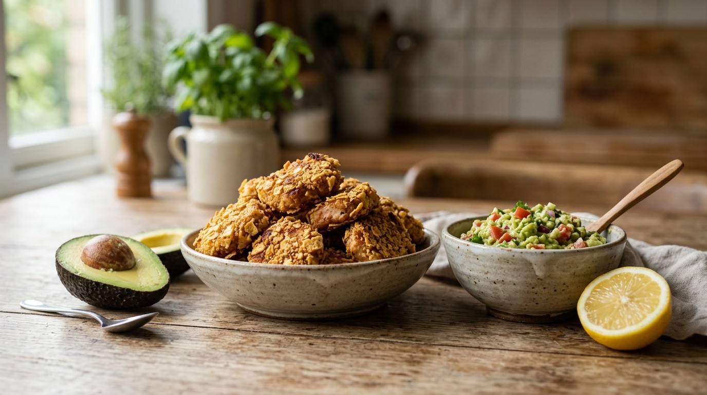 Kipnuggets met Avocadodip