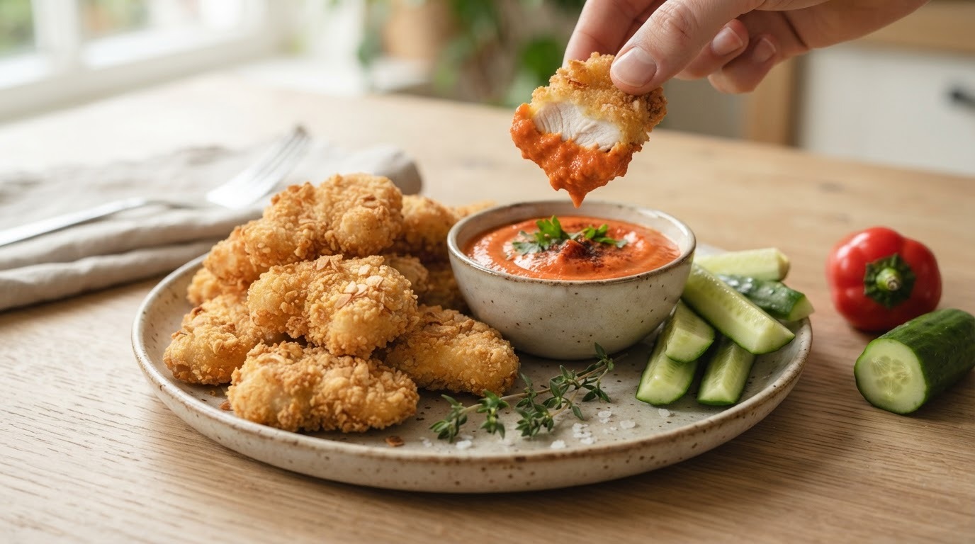 Kipnuggets met paprikadip