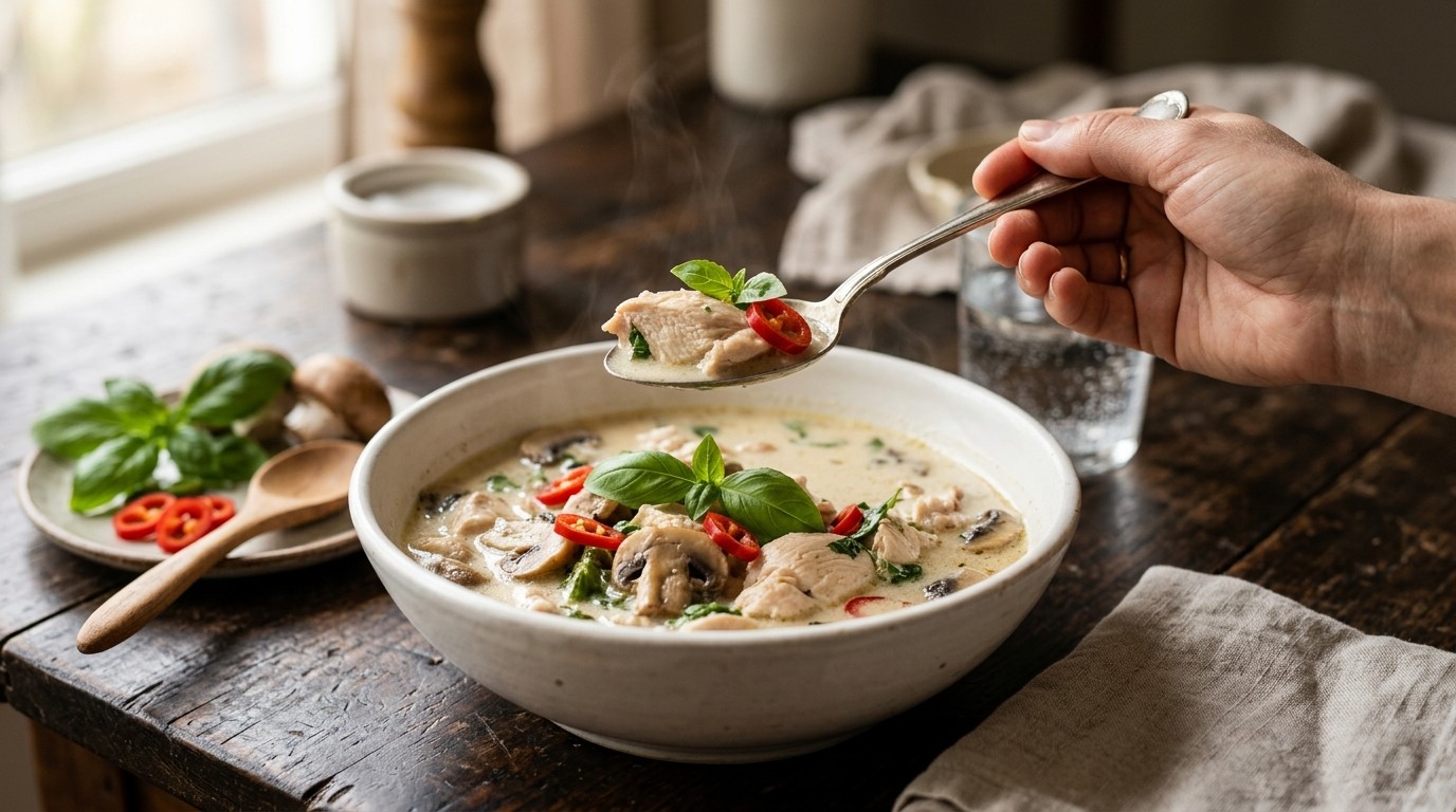 Kippensoep met champignons