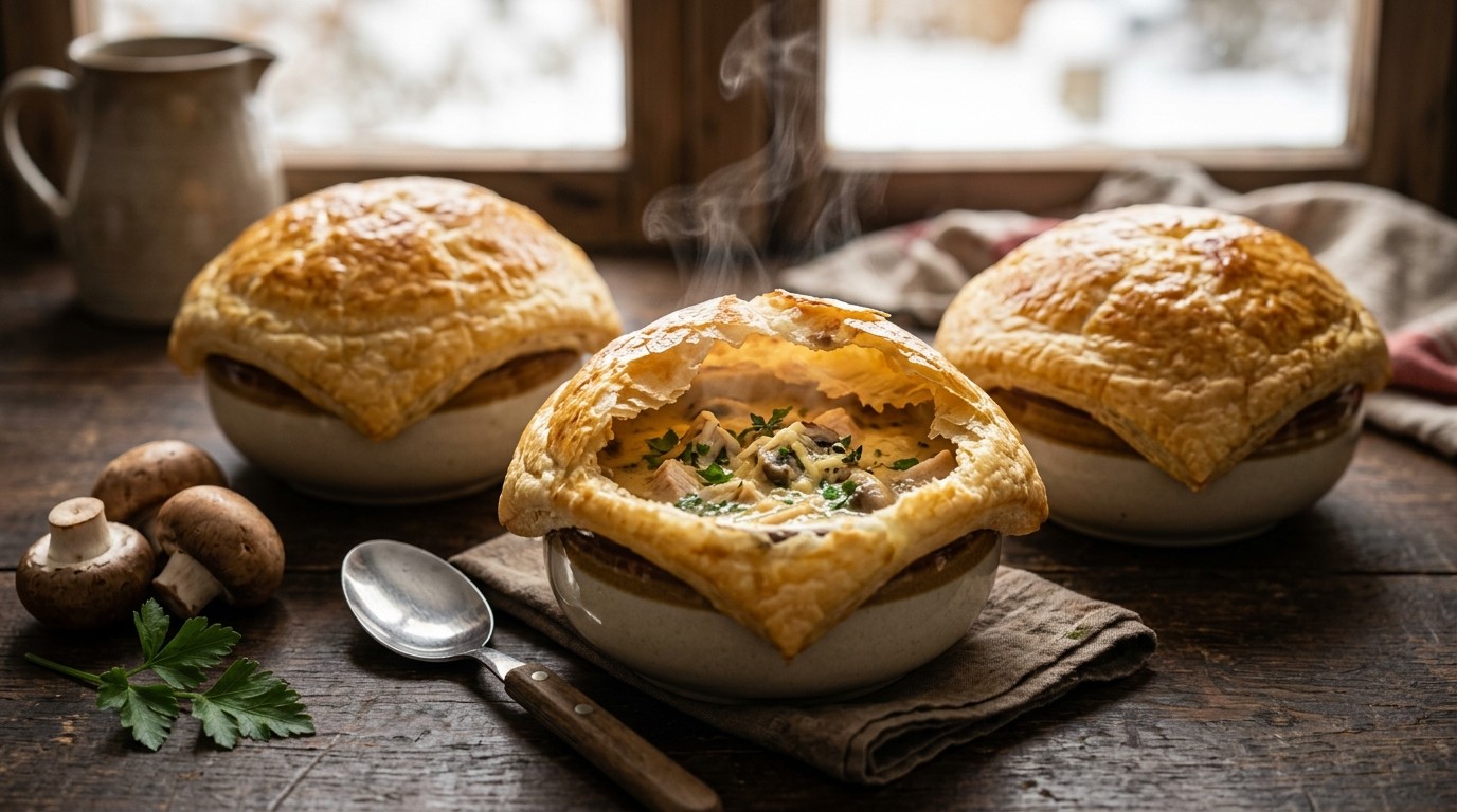 Kippensoep met een dakje