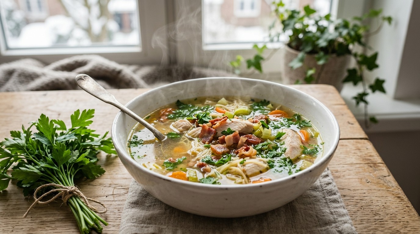 Kippensoep met Kipfilet en Spekjes