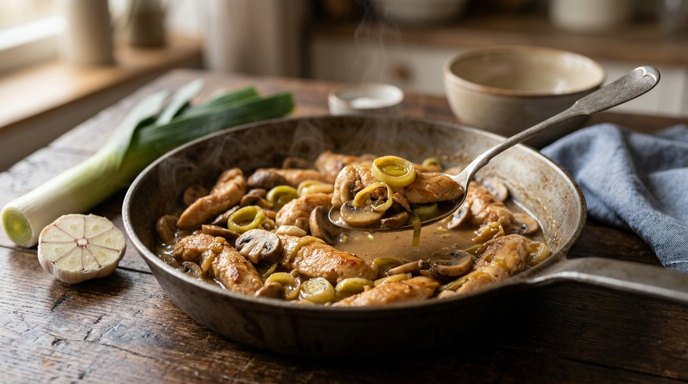 Kipreepjes met champignons