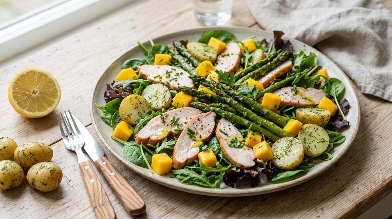 Kipsalade met Mango en Asperges