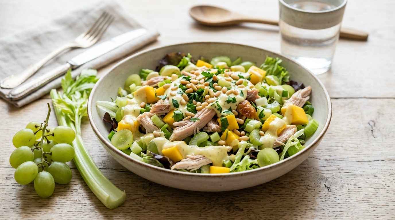 Kipsalade met mango en yoghurtdressing