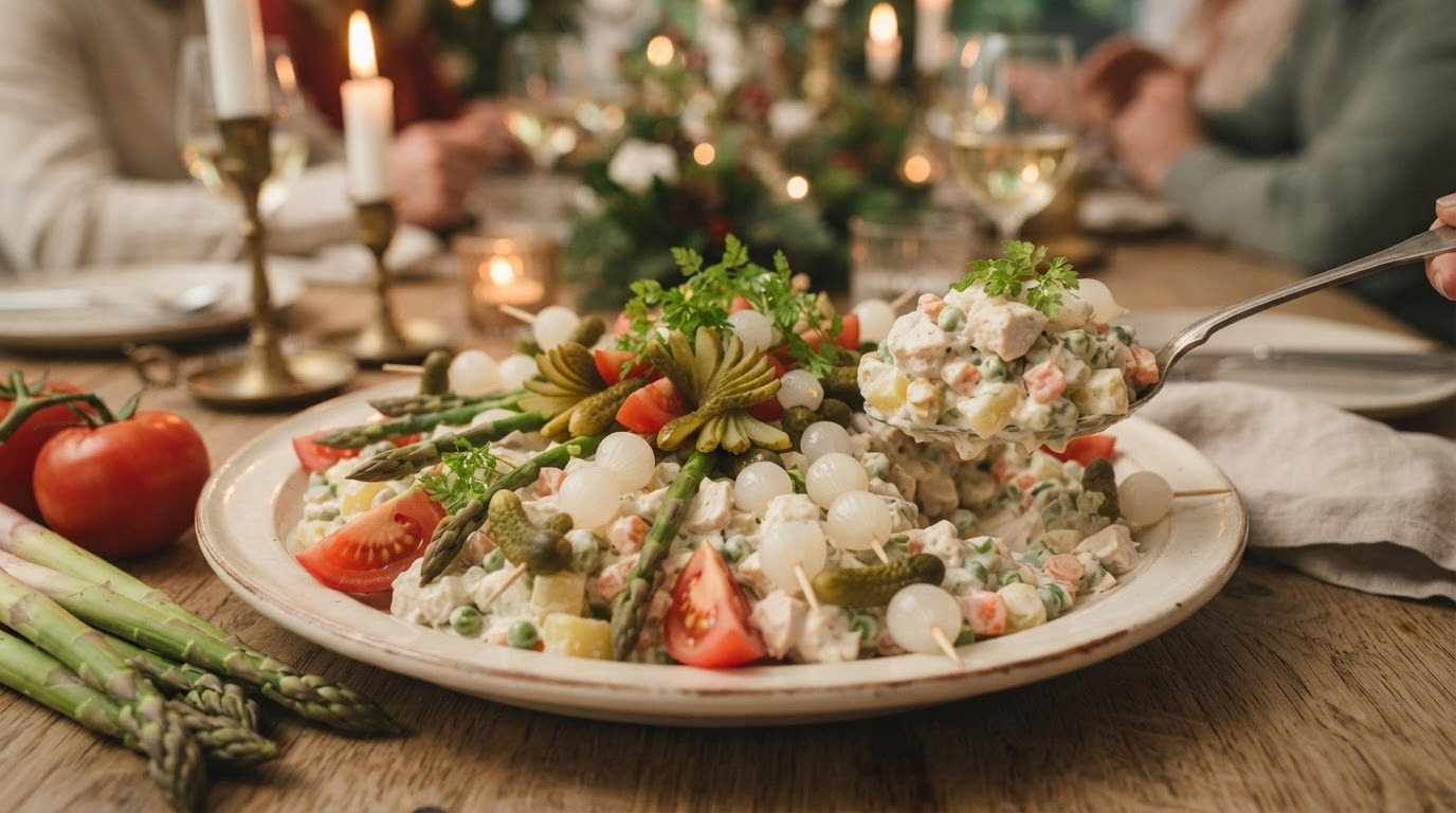 Kipslaatje met aardappel en cocktailuitjes