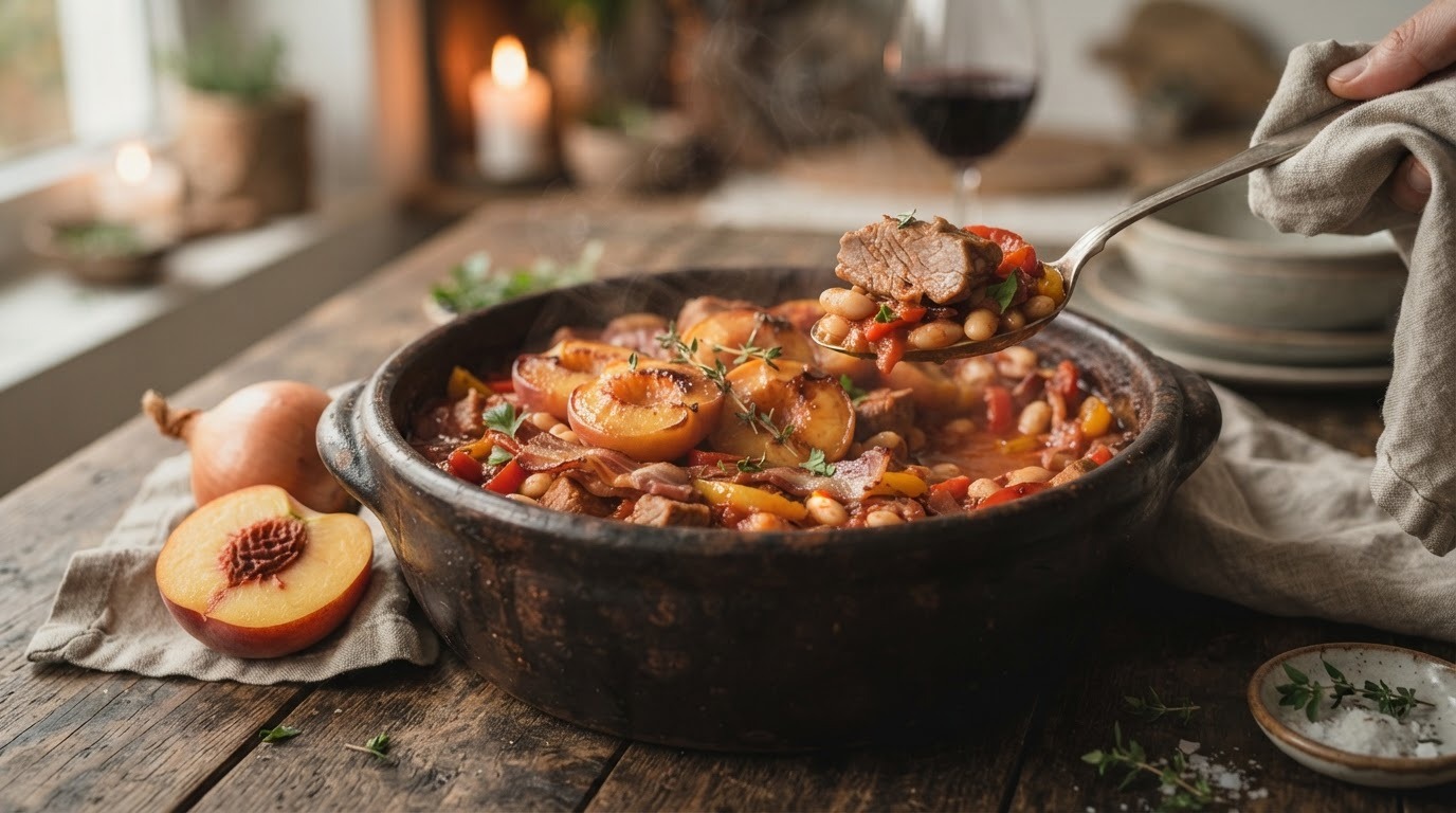 Kloosterpot met perzik