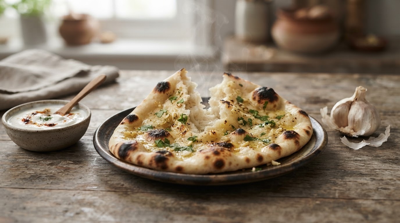 Knoflook Naan brood