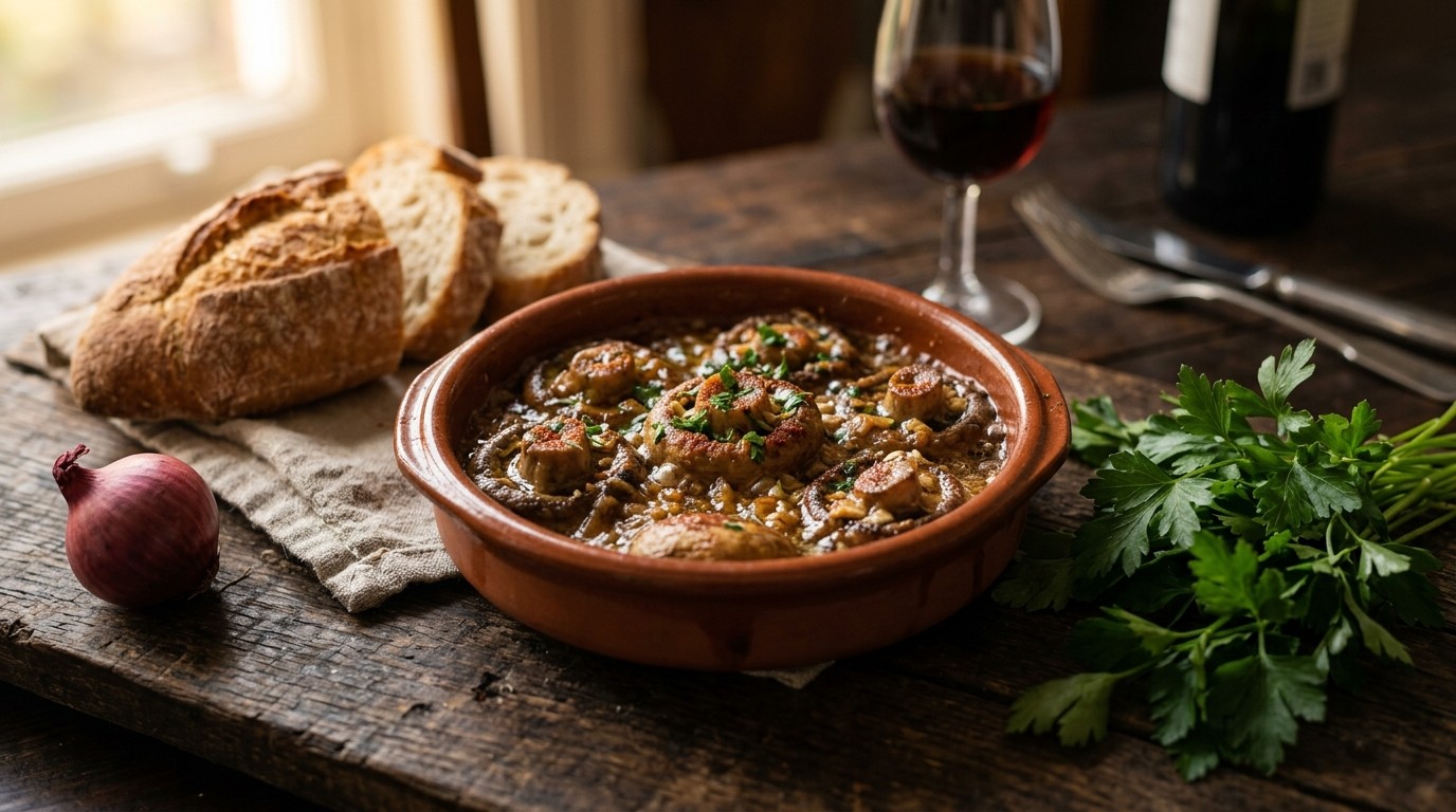Knoflook-sherry-champignons