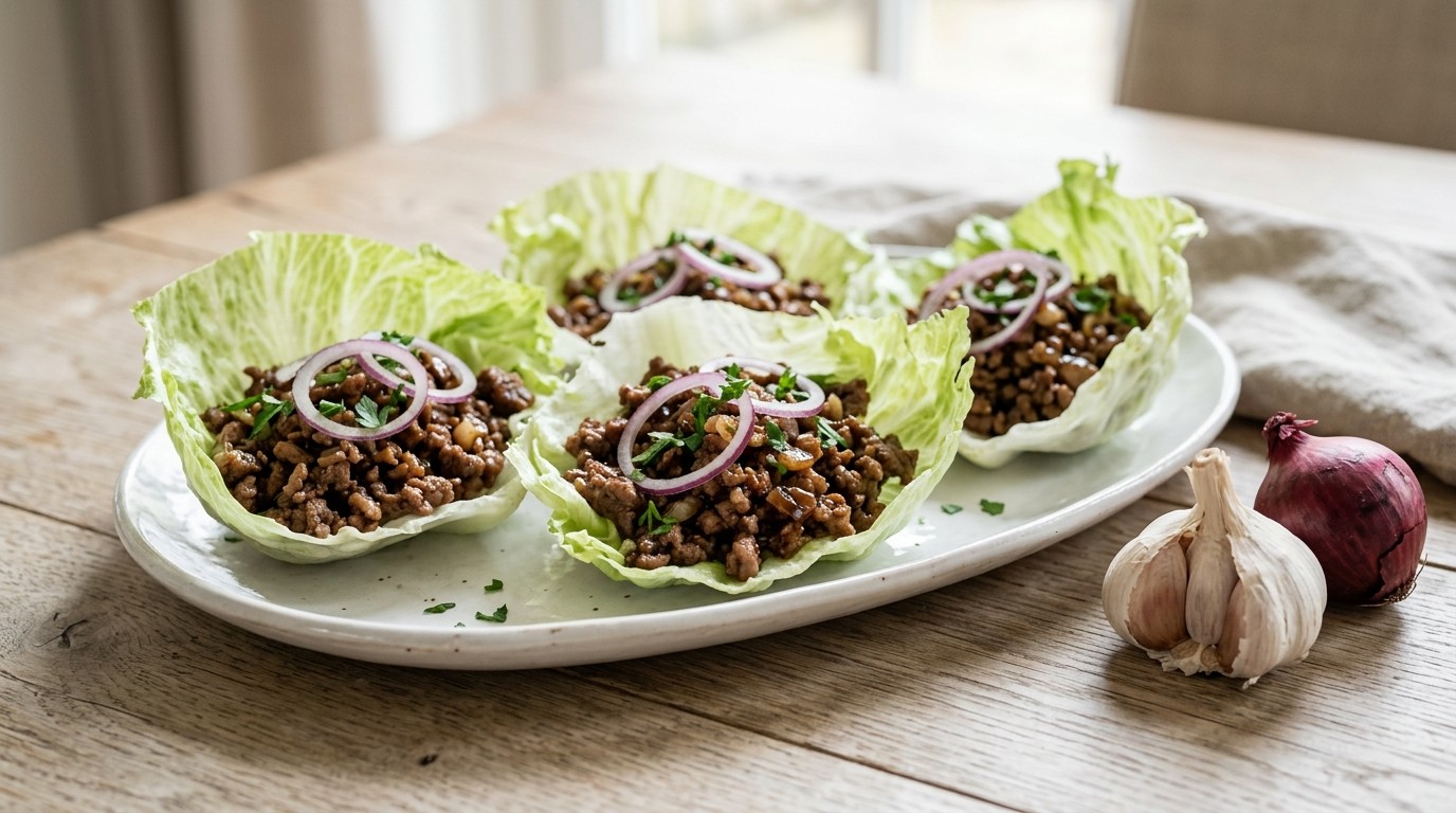 Knoflookgehakt in een slabakje