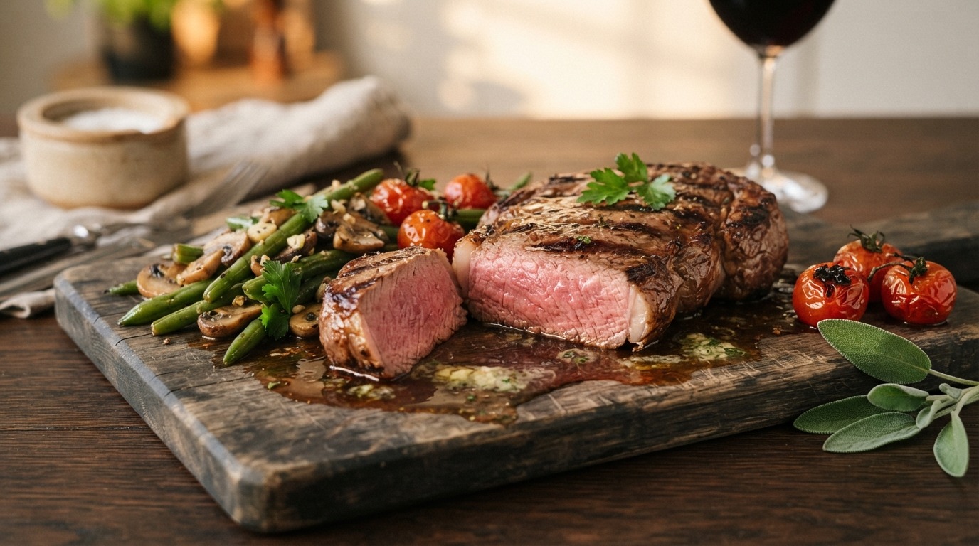Kogelbiefstuk van de grill met gewokte groente
