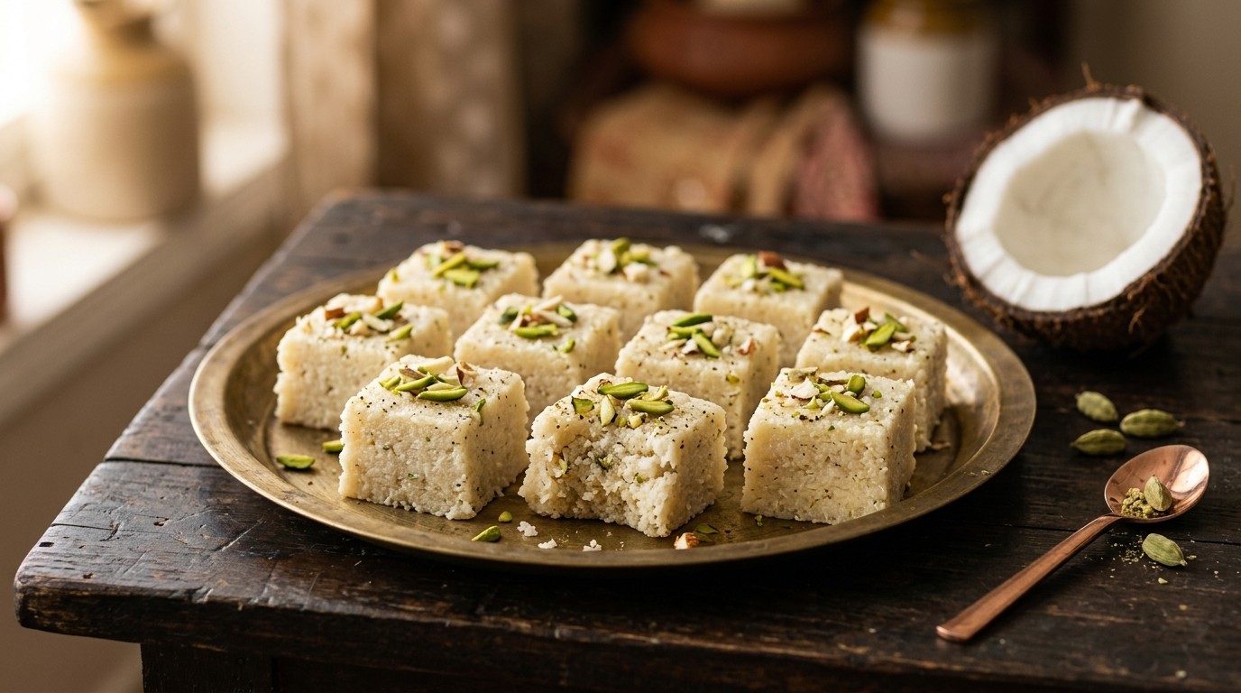 Kokosbarfi (kokoskoek)