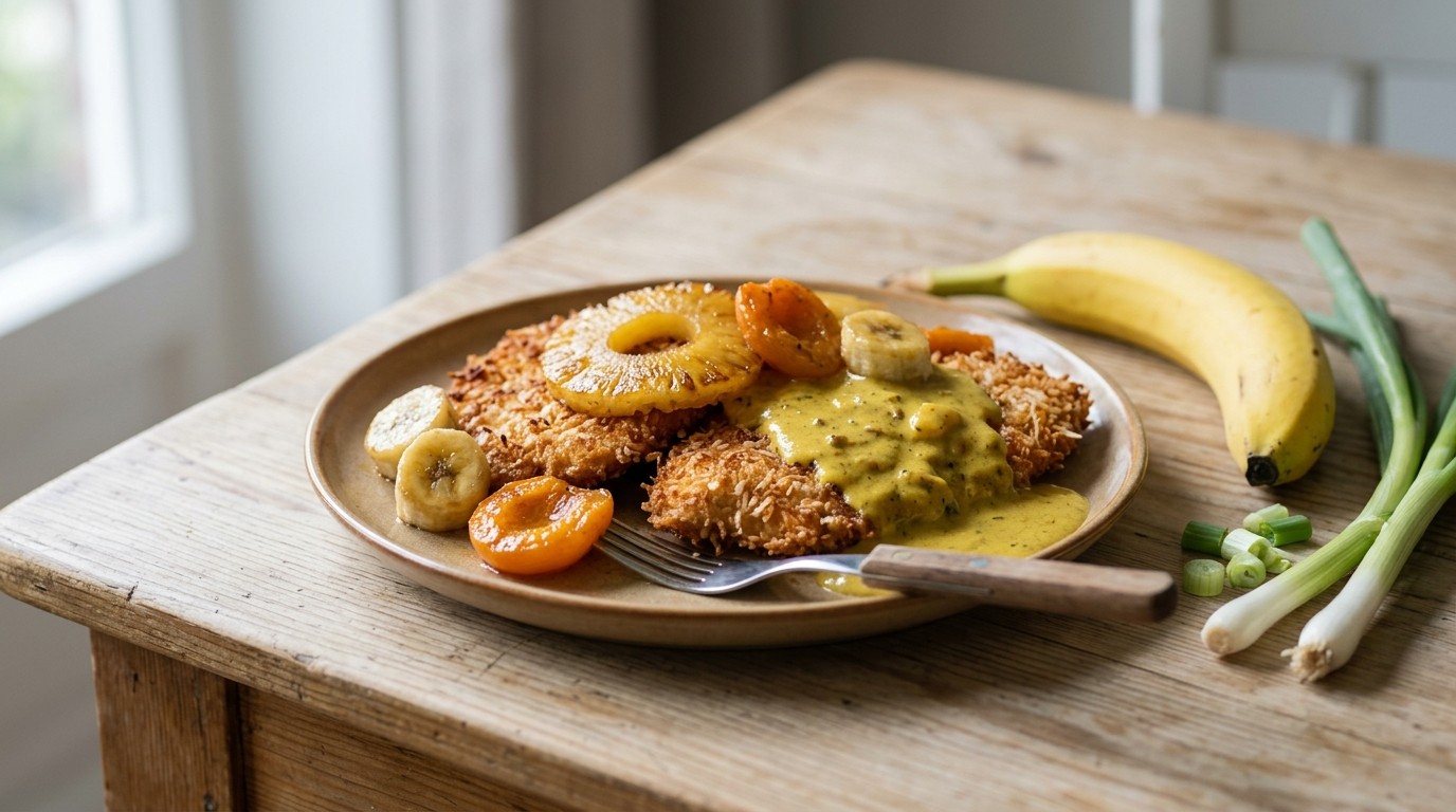 Kokoskippenschnitzel met Gebakken Vruchtjes