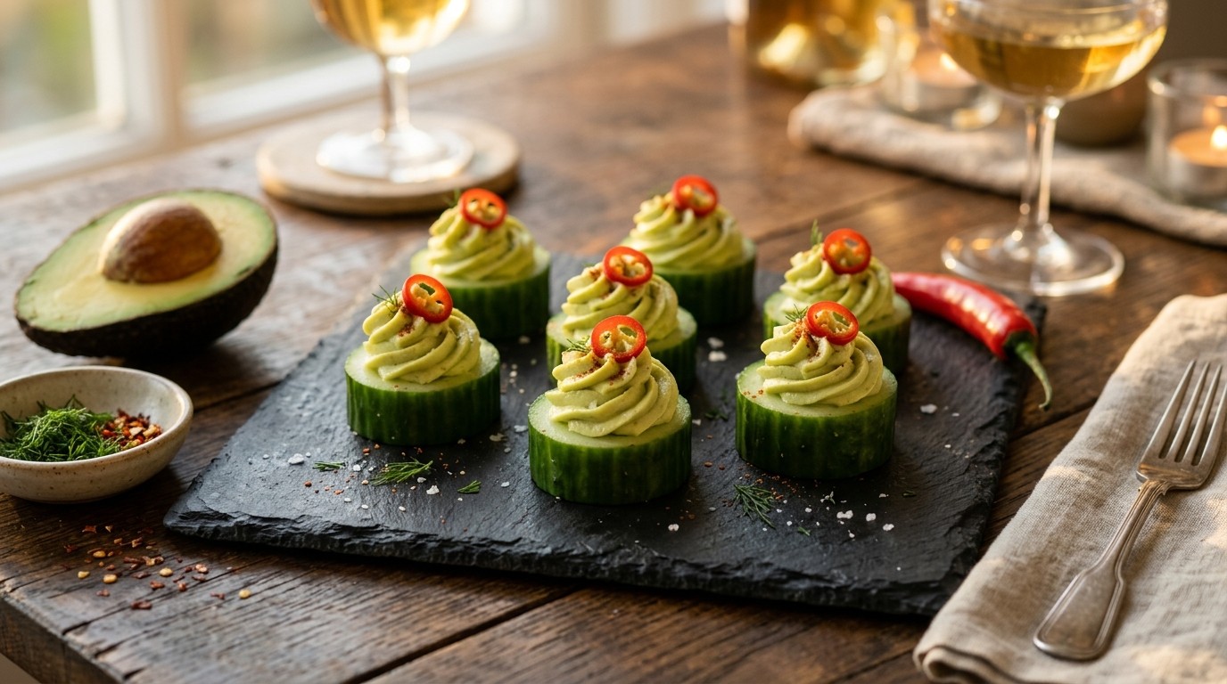 Komkommer met Avocadomousse