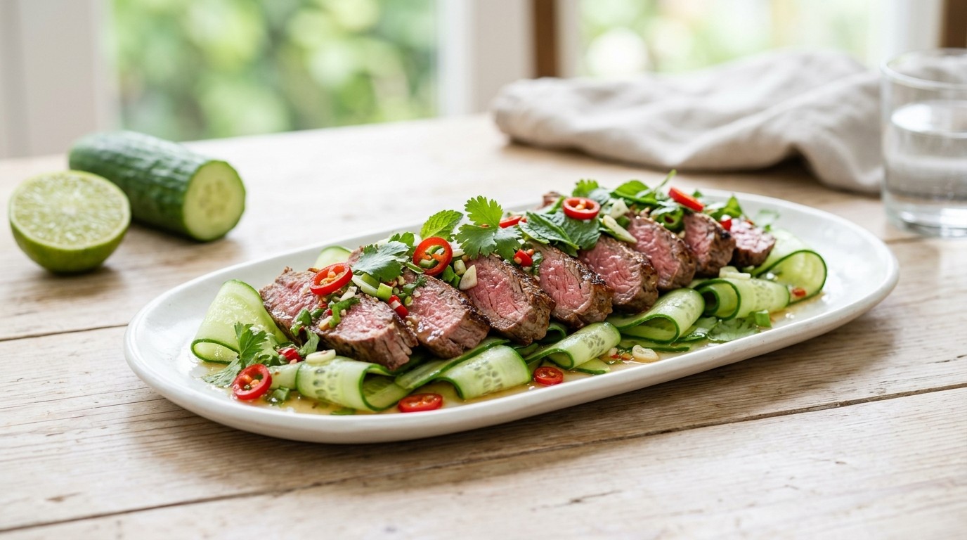 Komkommer met Thai Beef