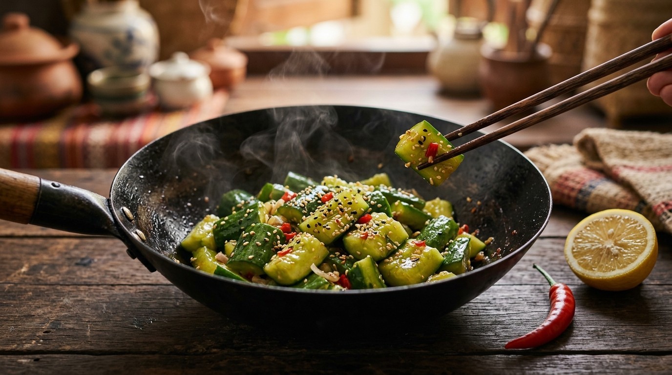 Komkommer uit de wok