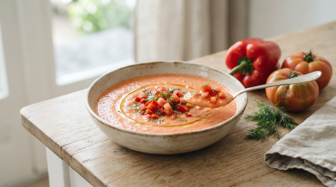 Komkommersoep met paprika