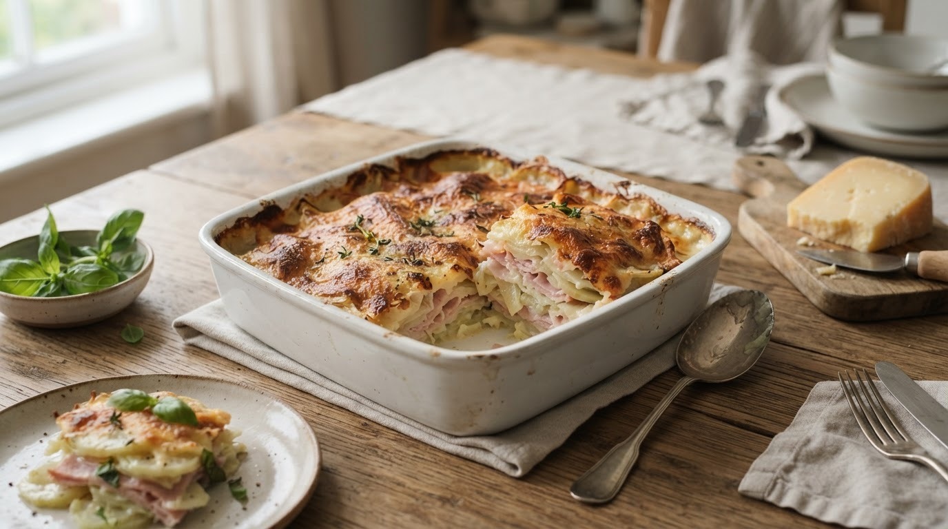 Koolrabigratin met ham